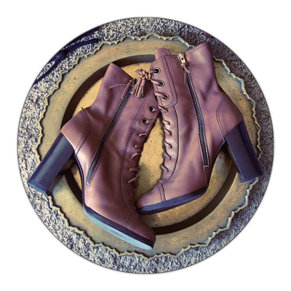 Miu Miu Brown Leather laceup Tall Ankle Booties 39 - Picture 3 of 8